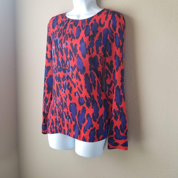 The Limited Tops - The Limited Red Violet/Blue Black Blouse, Size M